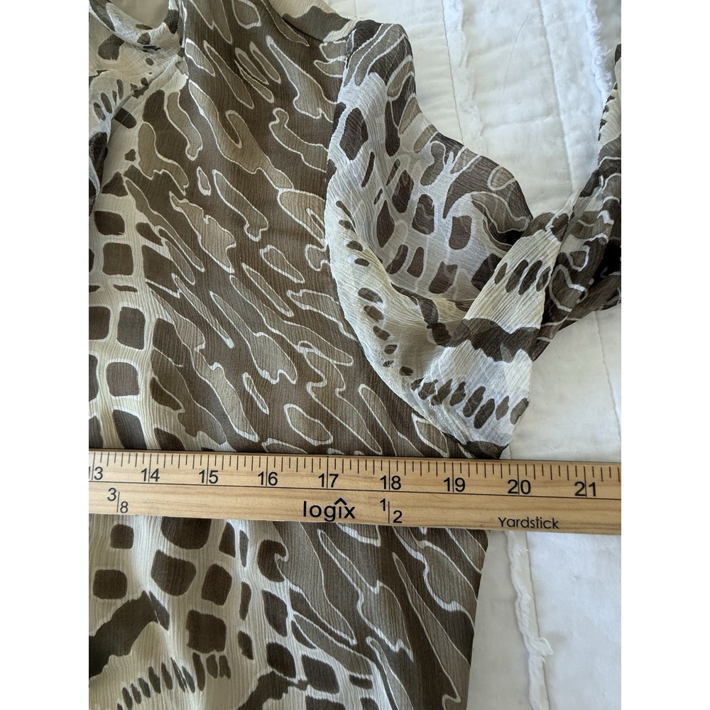 Sioni Silk Blouse Top M Animal Print Ruffle Career Party Office Feminine Boho - Picture 4 of 8